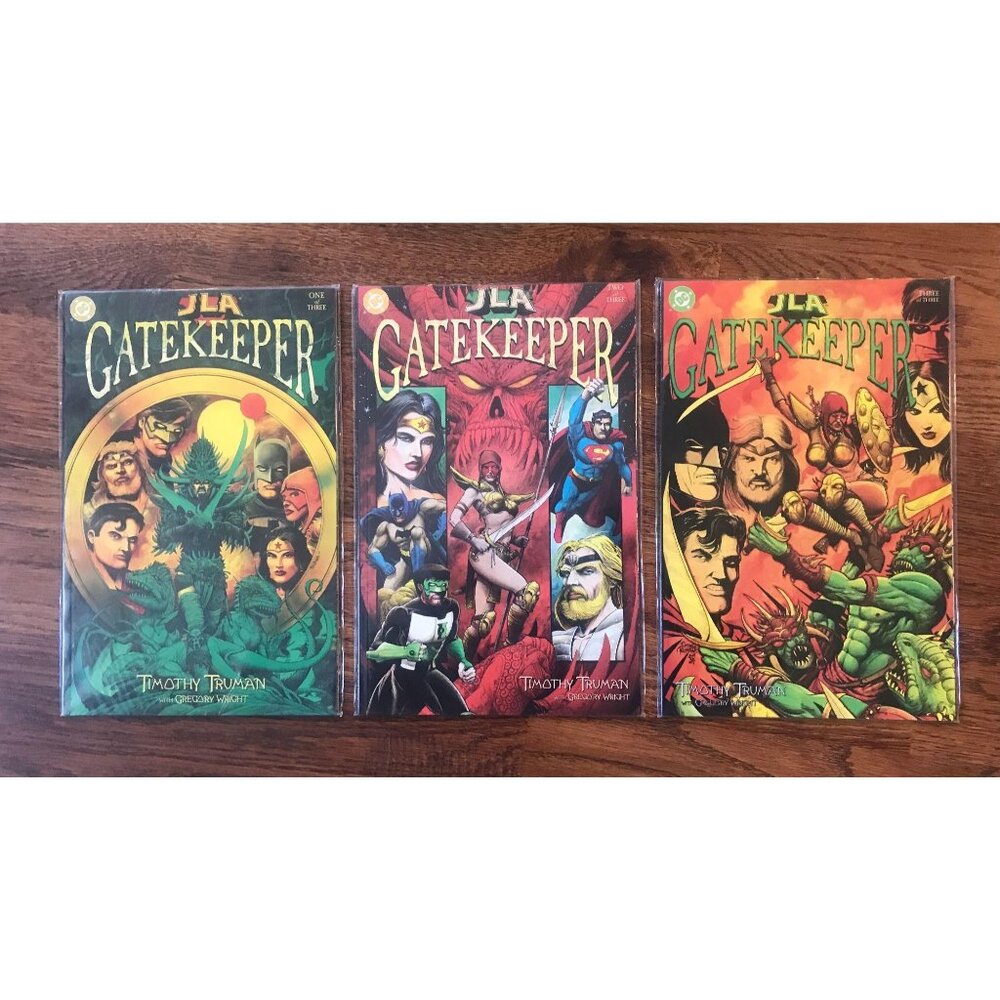 JLA GATEKEEPER GRAPHIC NOVELS FULL SET OF 3, Timothy Truman, ©2001, DC Comics